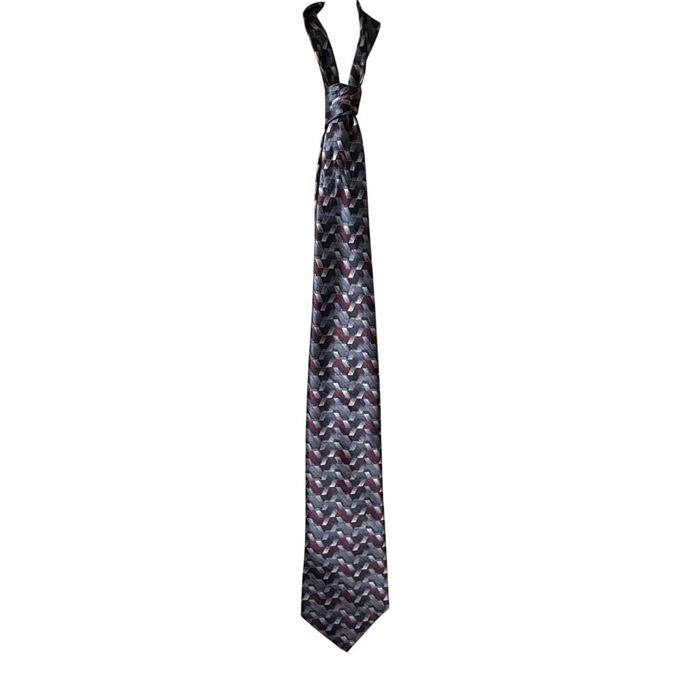 Enrico Guccini Neck Tie Size 60" in Gray and Burgundy